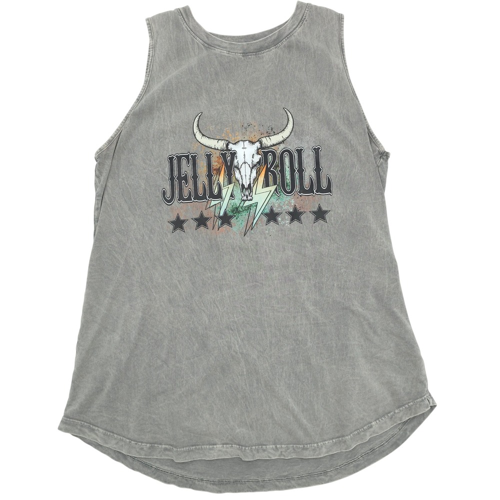HRT & LUV Jelly Roll Graphic Tank Top Bull Skull Western Size M